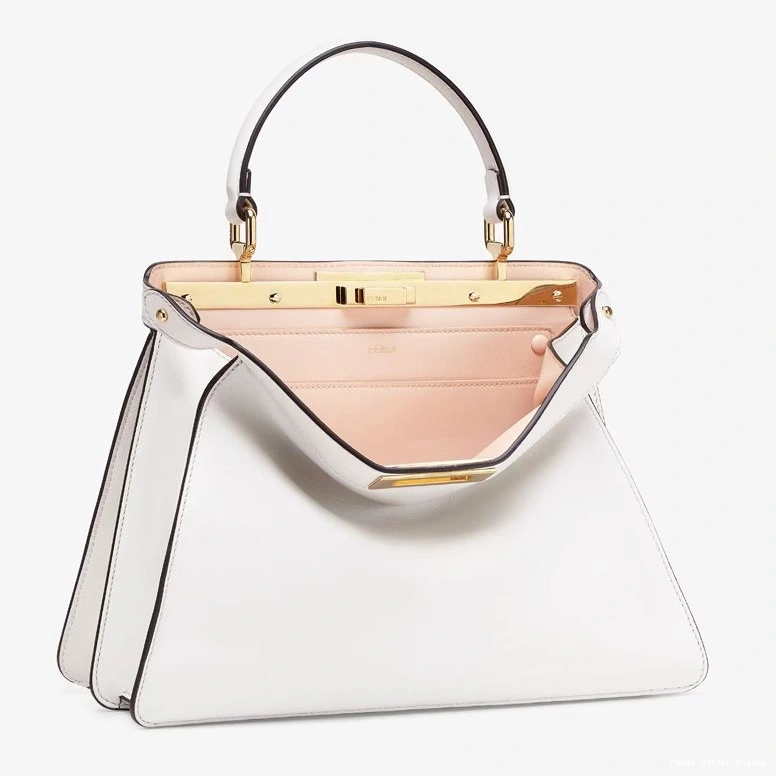 Cheap Laether Fendi Nappa Peekaboo Medium In ISeeU Bag White 0825